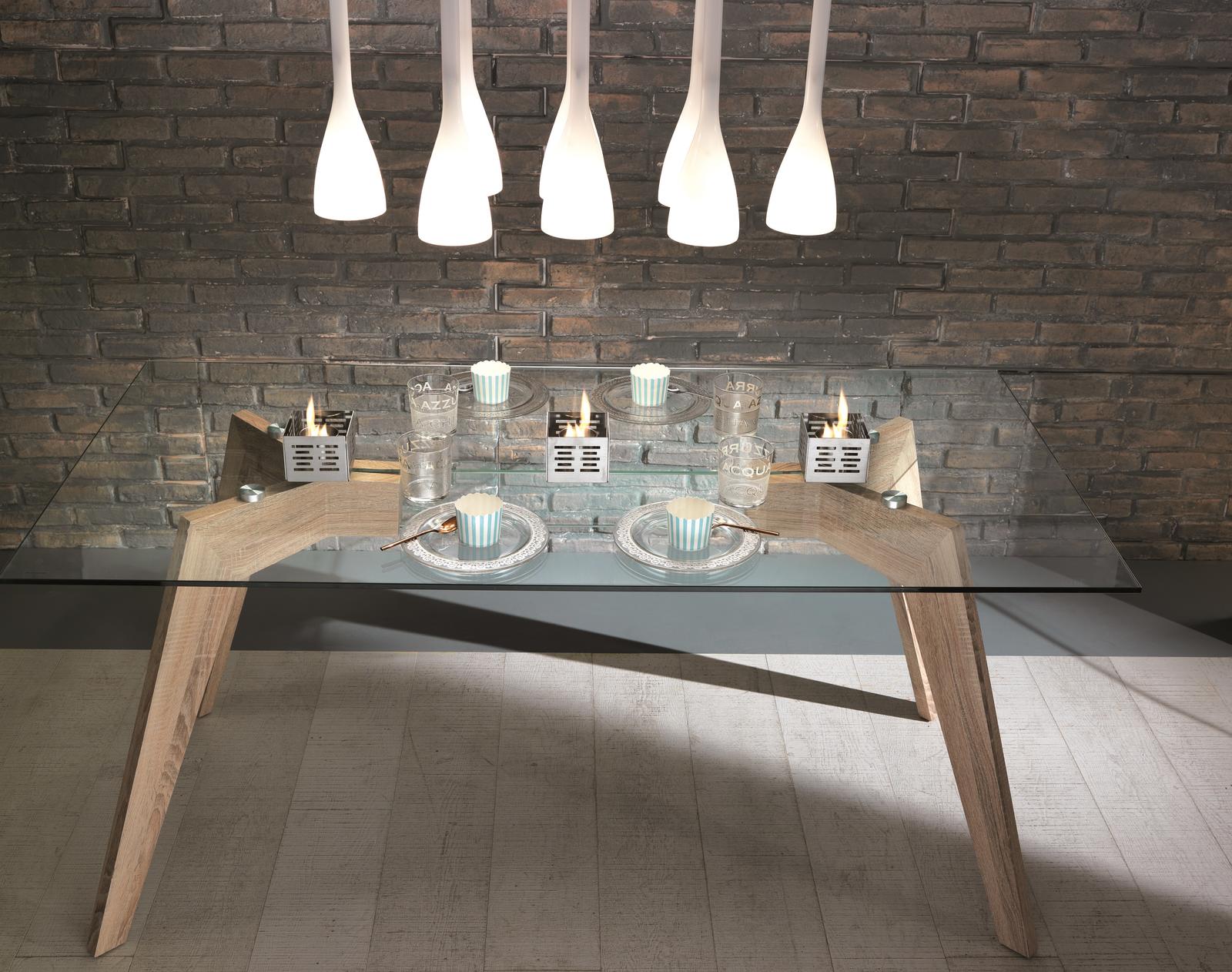 Set 3 Biocamini da Tavolo 10x10xH8 cm in Acciaio Satinato Set Skato Grigio Cromo