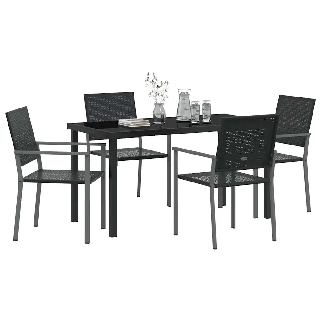 Set da Pranzo per Giardino 5 pcs Nero Rattan in PE 3379081