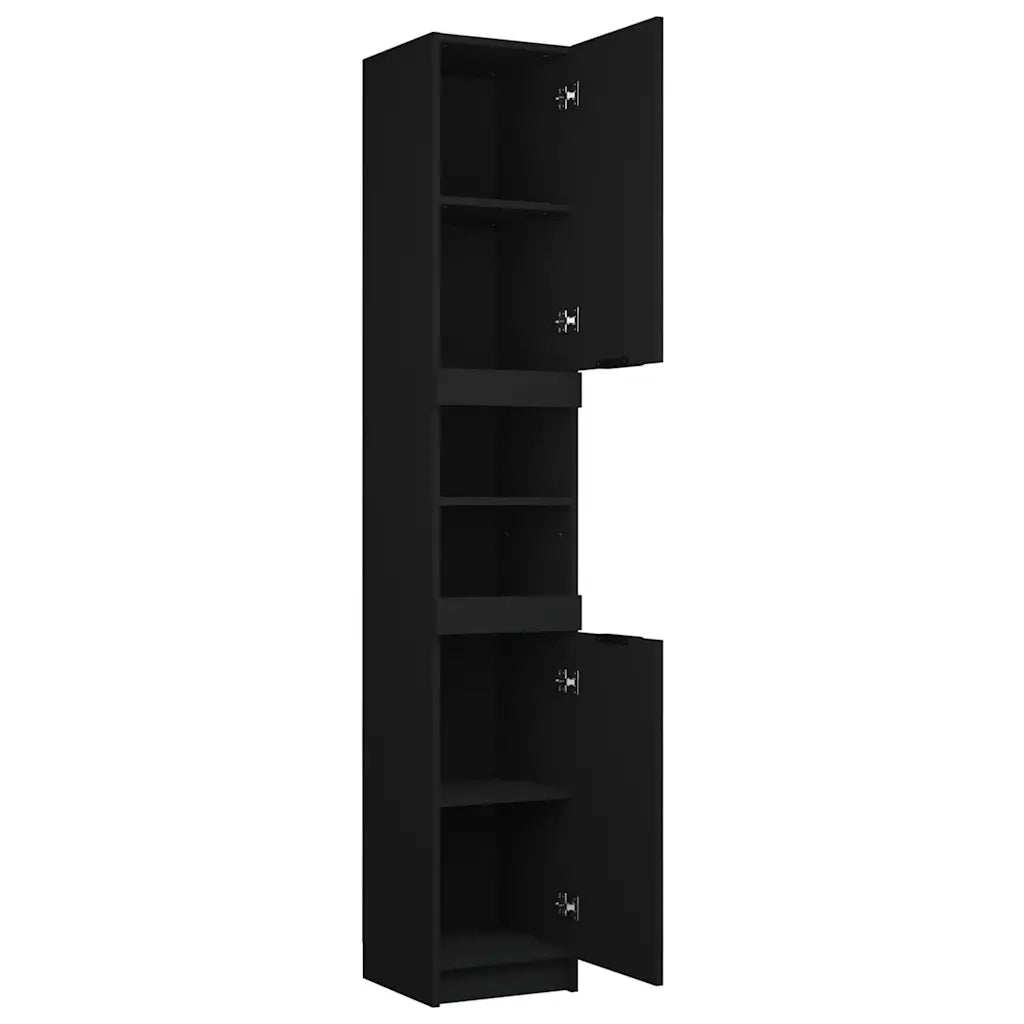 Armadietto da Bagno Nero 32x34x188,5 cm in Legno Multistrato 811323