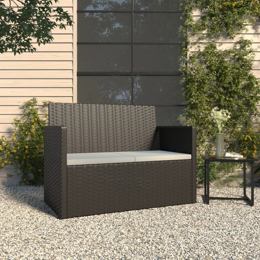 Panca da Giardino con Cuscini Nera 105 cm in Polyrattan 362316