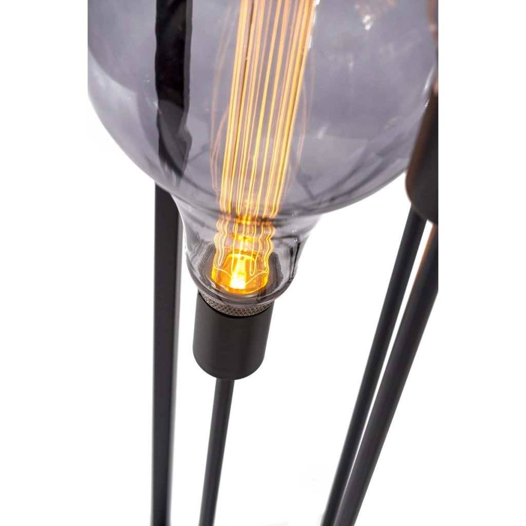 Lampada da terra 3 luci V340 nera in metallo, stile industriale