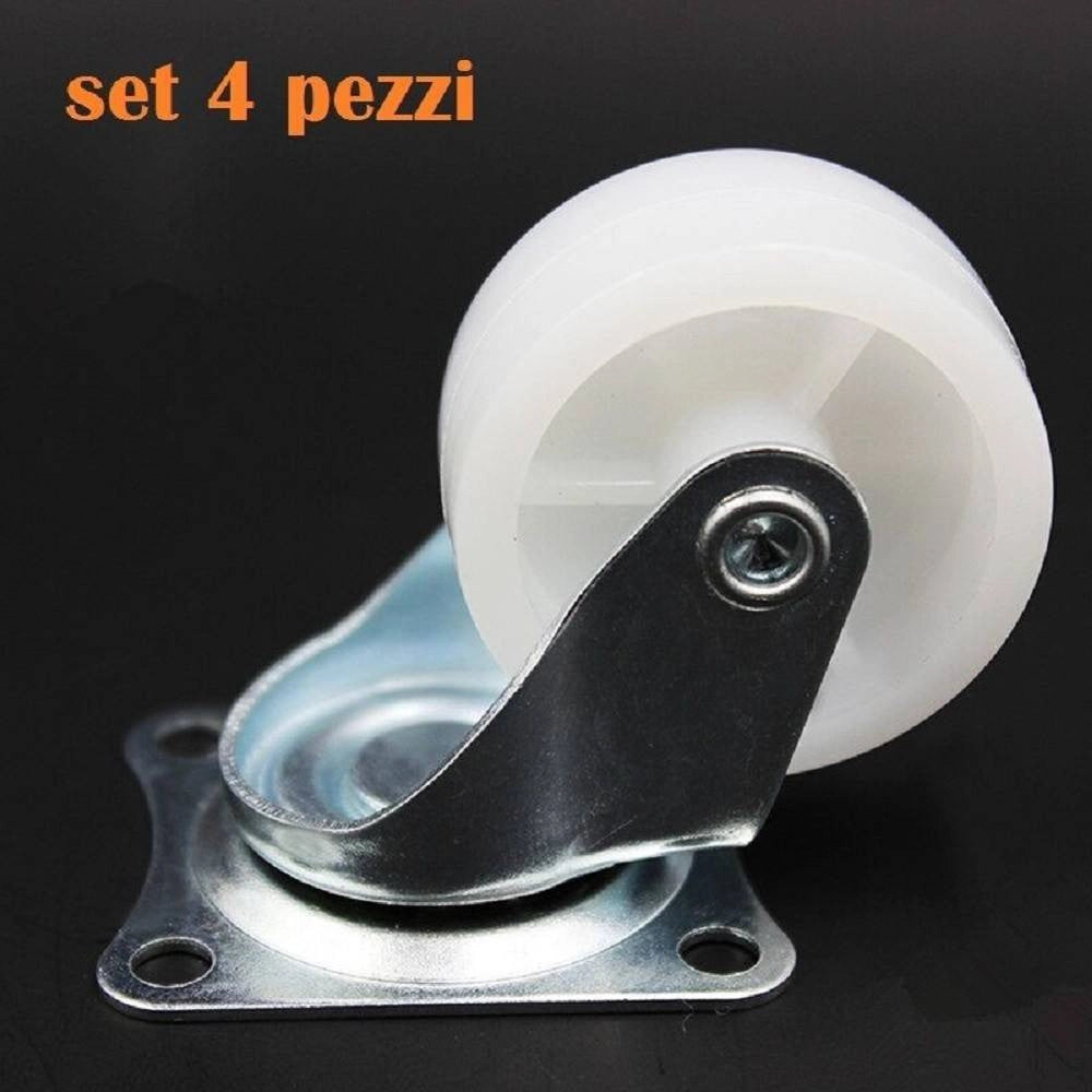 Trade Shop - Set 4 Ruota Ricambio Rotella Carrello Mobili Staffa Girevole Nylon 30 Mm -