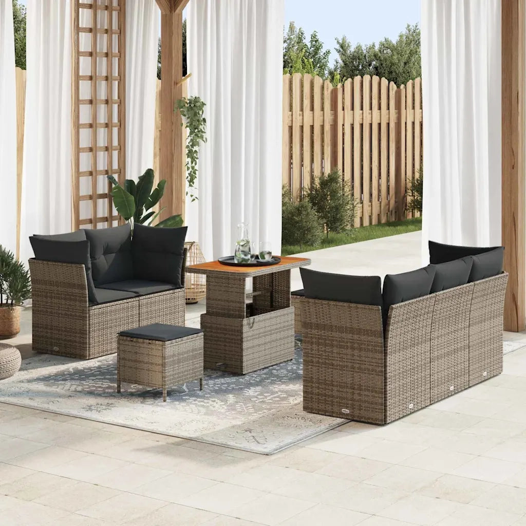 Set Divano da Giardino con cuscino 8 pcs Grigio 3363383