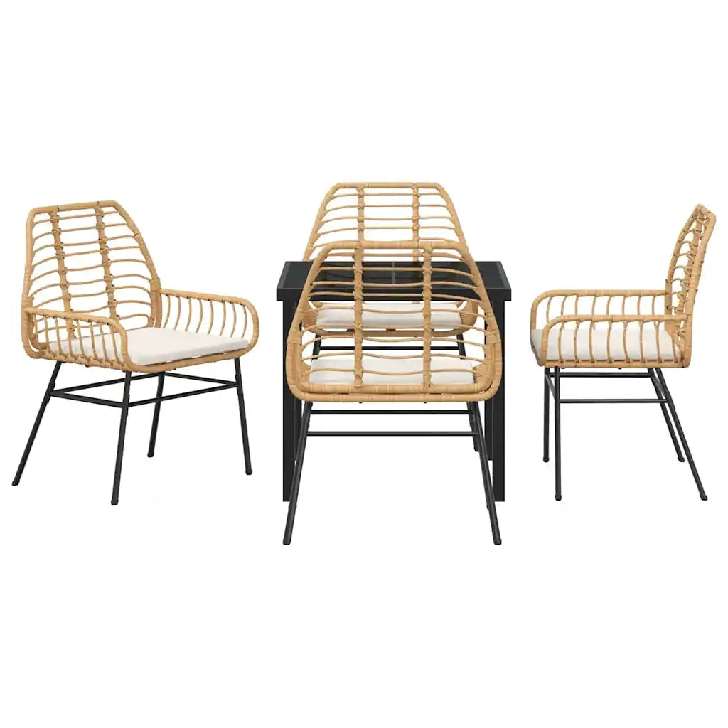 Set da Pranzo per Giardino 5 pcs Marrone polyrattan
