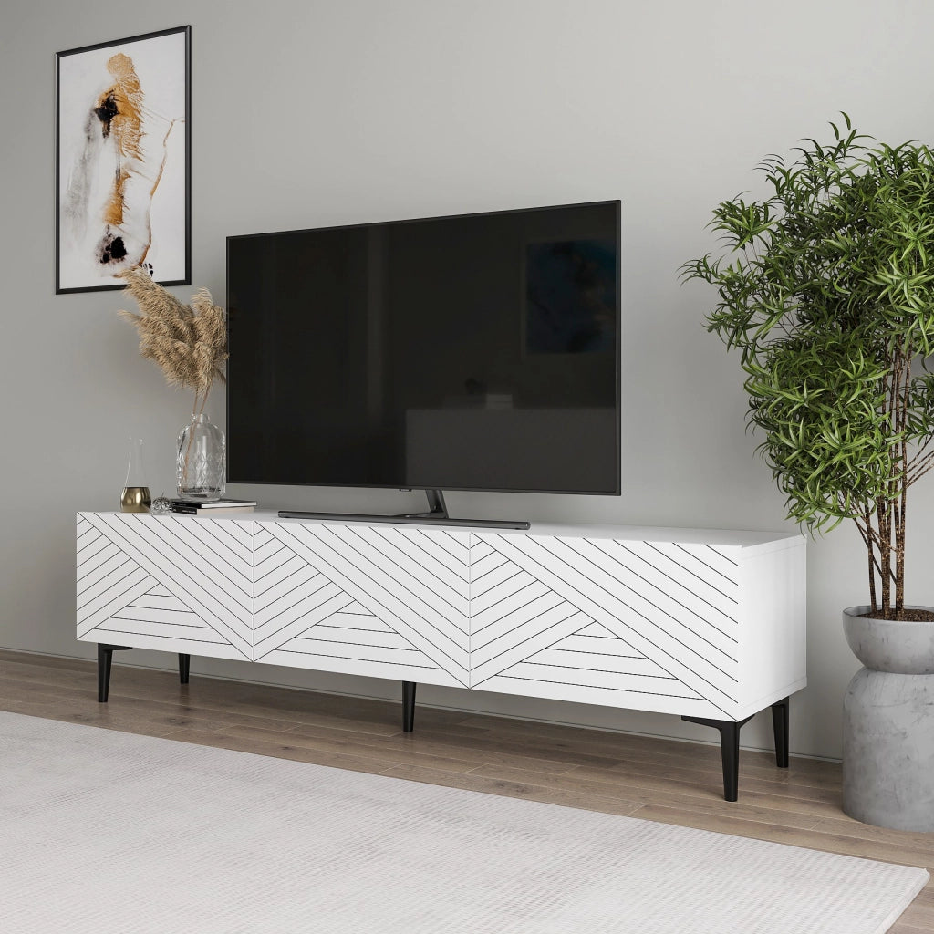 Porta TV in legno "Felix" - 160 x 31 x 44 cm - Bianco
