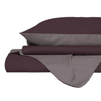 Copripiumino Piazza E Mezza con Sacco e Federe in Tinta Unita Double Face Linea Zoe Vinaceo e Rosa Antico