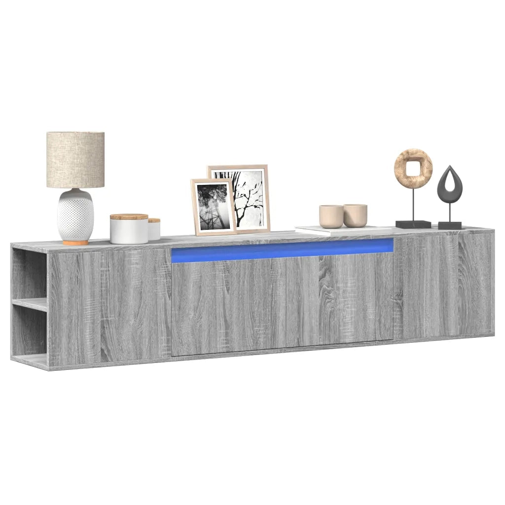 Mobile TV a Parete con LED Grigio Sonoma 180x31x39,5 cm 3307959