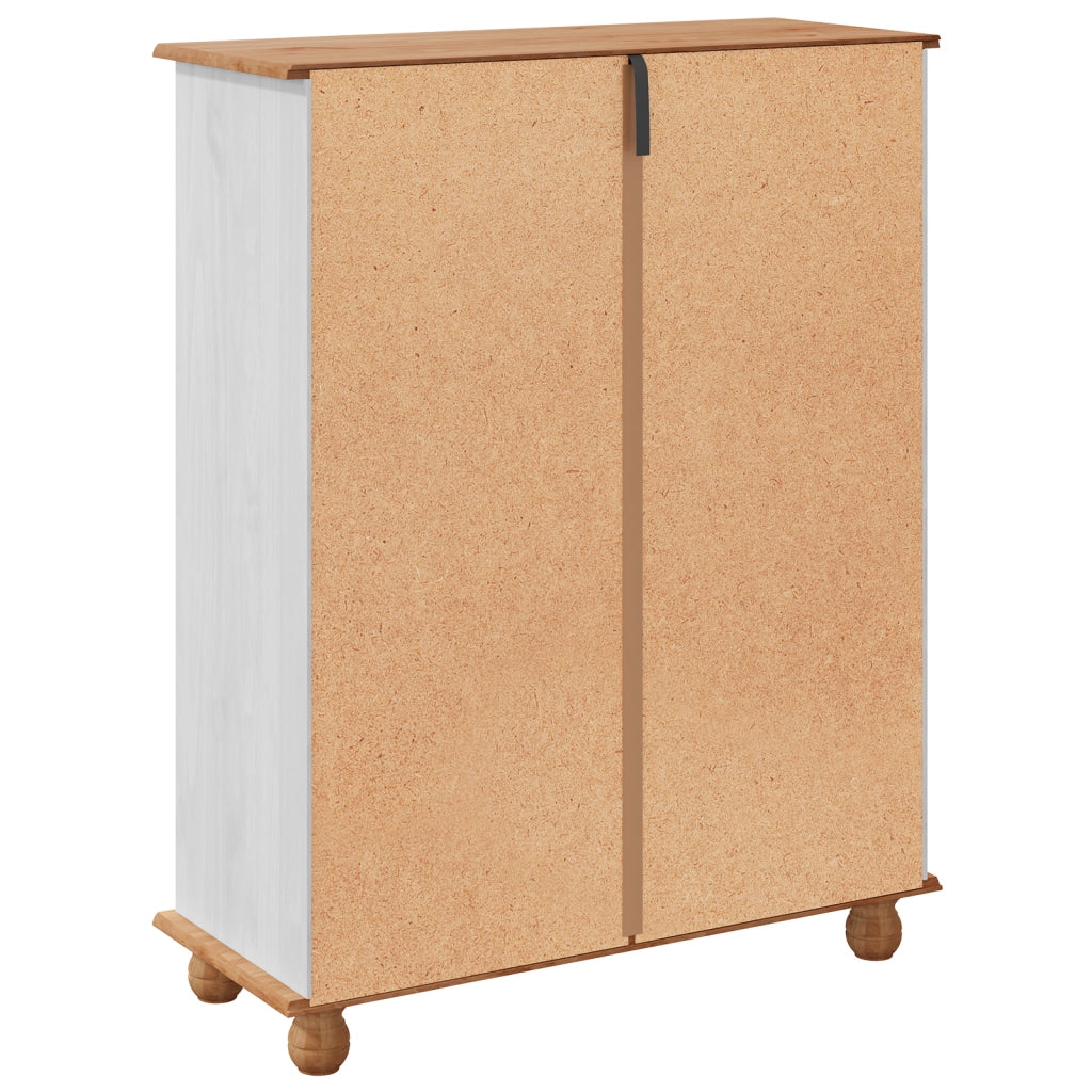 Armadio per scarpe ASKIM Bianco 85x35x108 cm in legno massello di pino