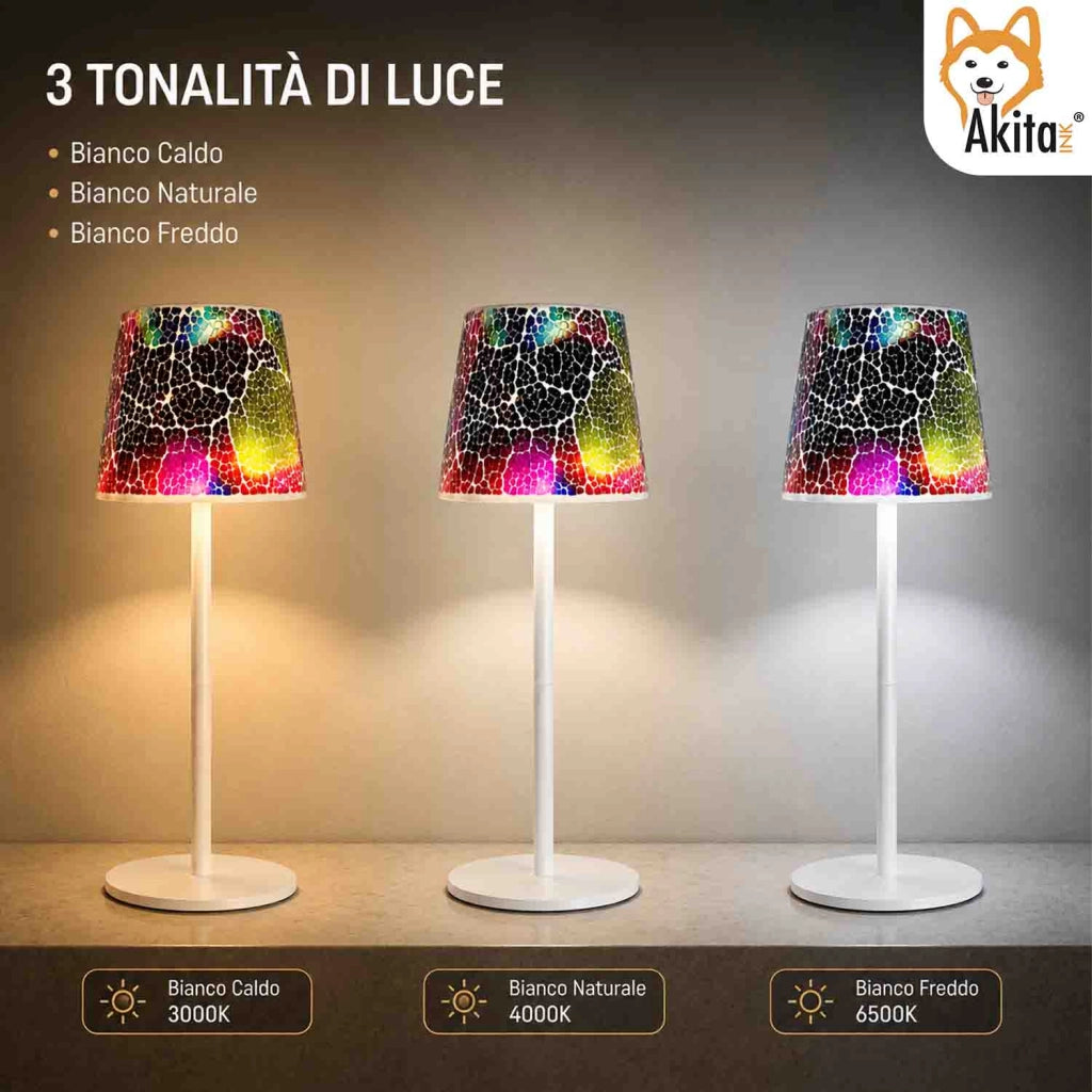 Akitaink Lampada da Tavolo LED Mosaico Cracked Rainbow