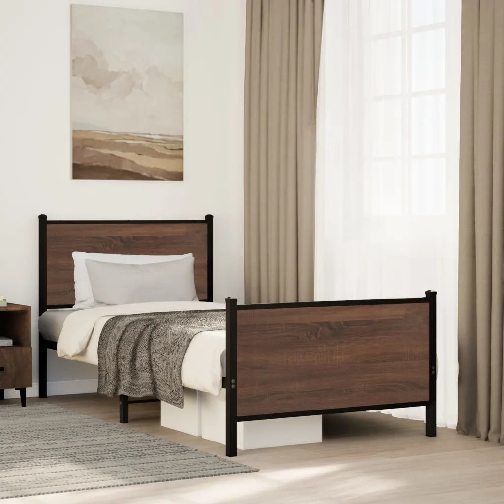 Giroletto senza Materasso in Metallo Rovere Marrone 90x200 cm