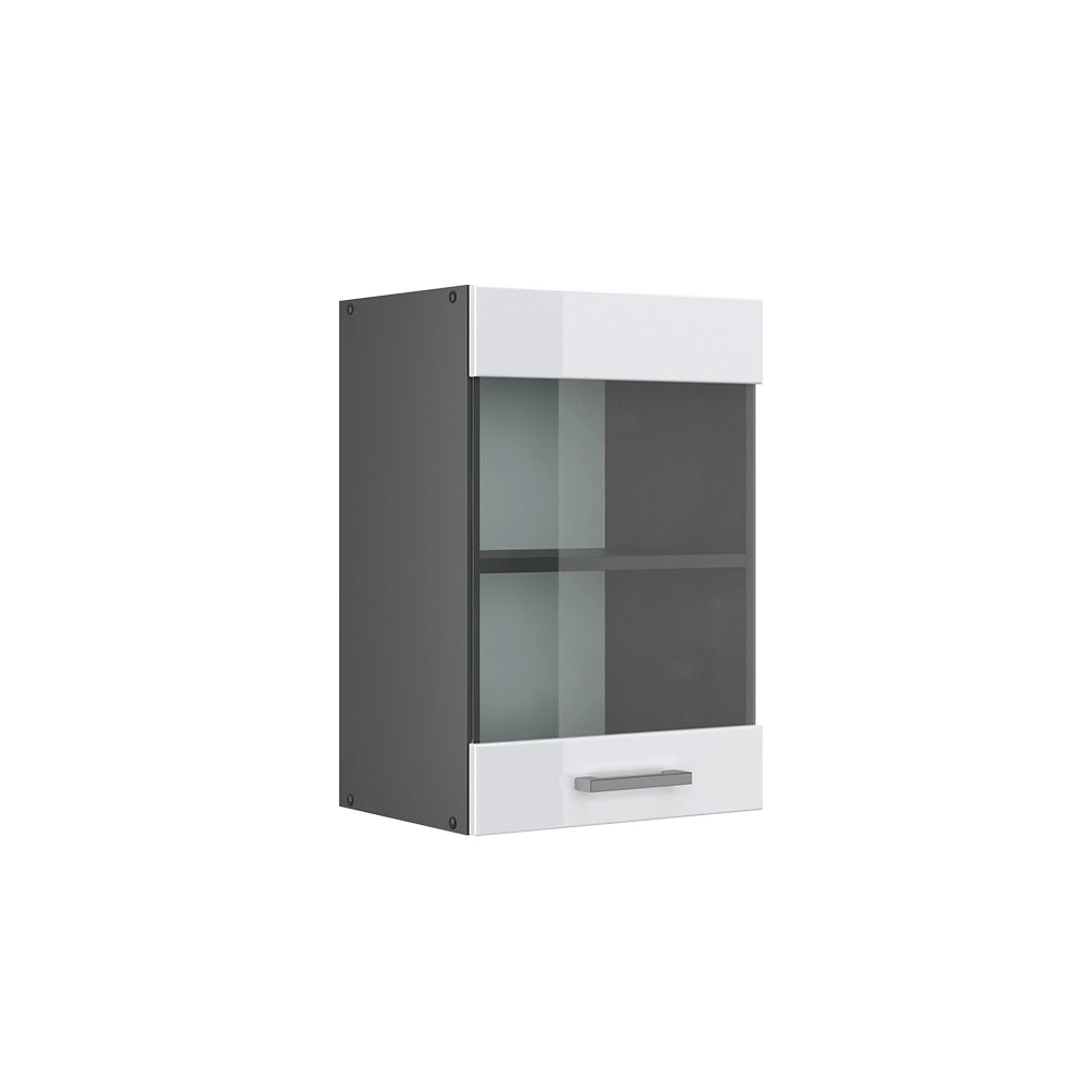 Vicco Mobile da cucina in vetro Bianco lucido 40 cm