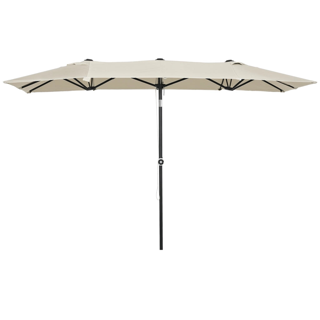Ombrellone da Giardino Inclinabile Regolabile ¨C zephmum ¨C Crema Poliestere Metallo 150x295x170-214 cm