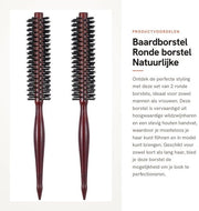 Spazzola per barba - Spazzola rotonda - Spazzola per capelli ondulati - Manico in legno - Antistatico - Adatto per capelli corti e lunghi