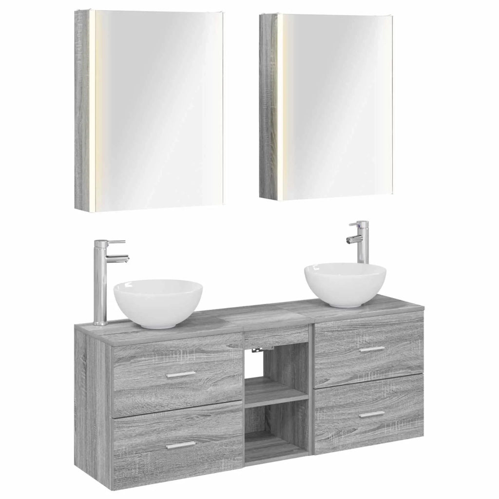 Set di Armadi da Bagno 5 pcs Sonoma grigio Legno ingegnerizzato 3406692