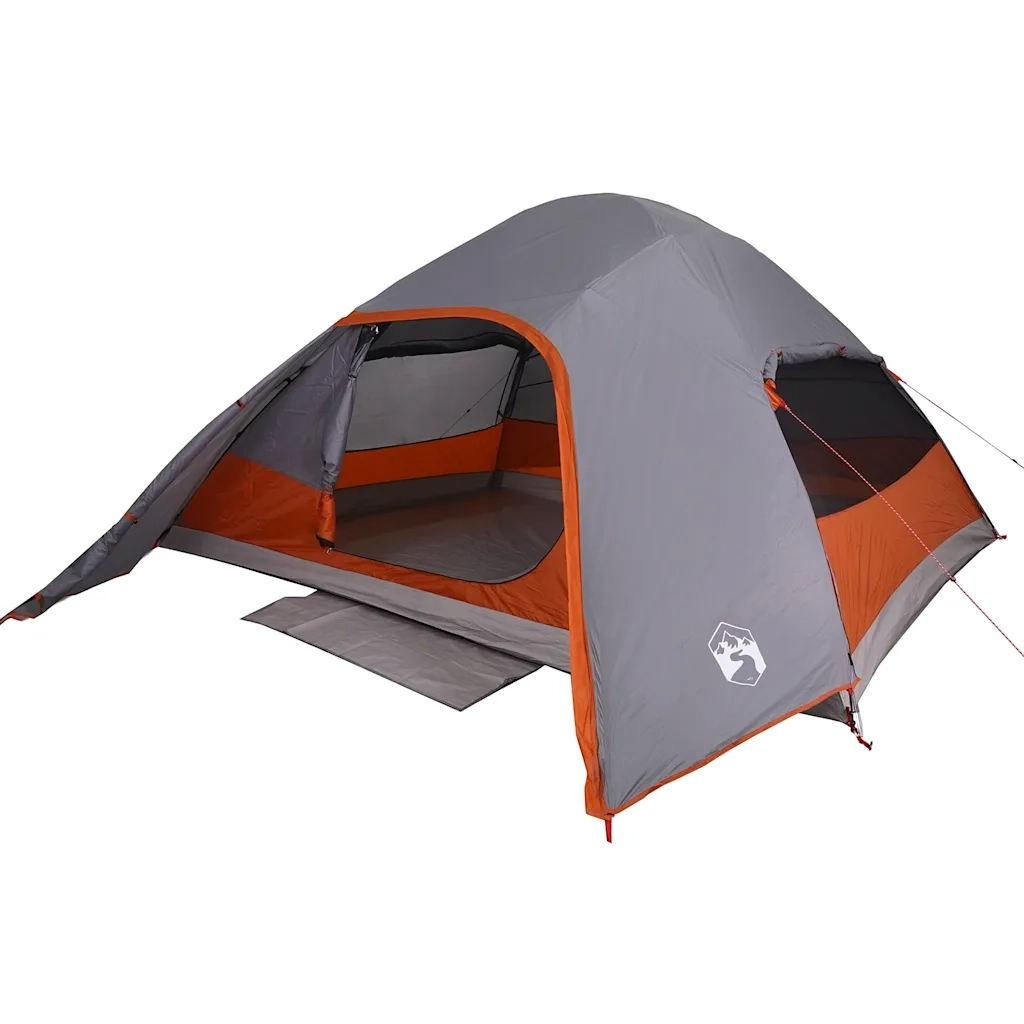 Tenda da Campeggio a Cupola per 6 Persone-Tenda per Escursionismo Grigia Impermeabile