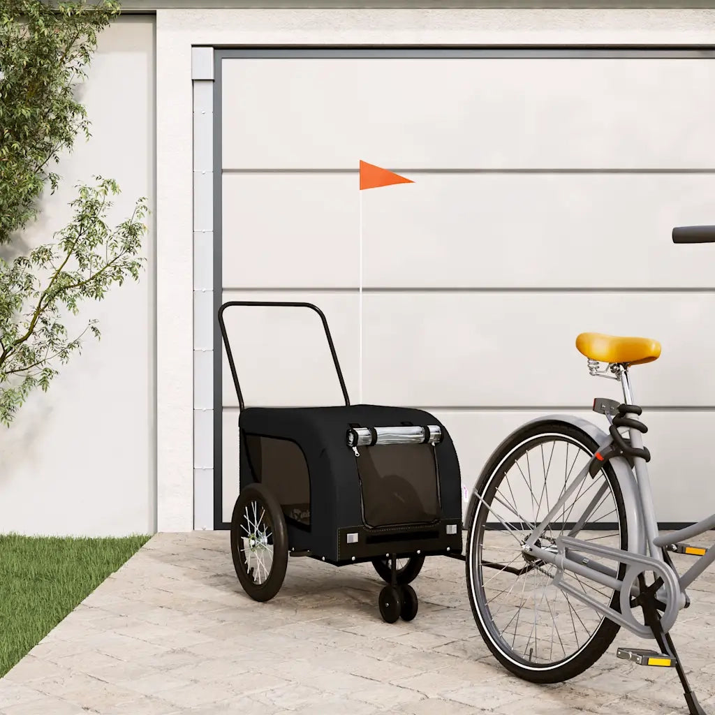 Rimorchio da Bici per Animali Nero Oxford e Ferro CFW3215185