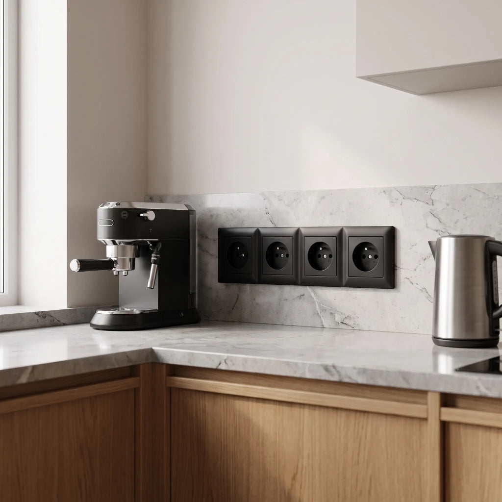 Placca Quadrupla Per Prese Oste Jnh016-4f Black