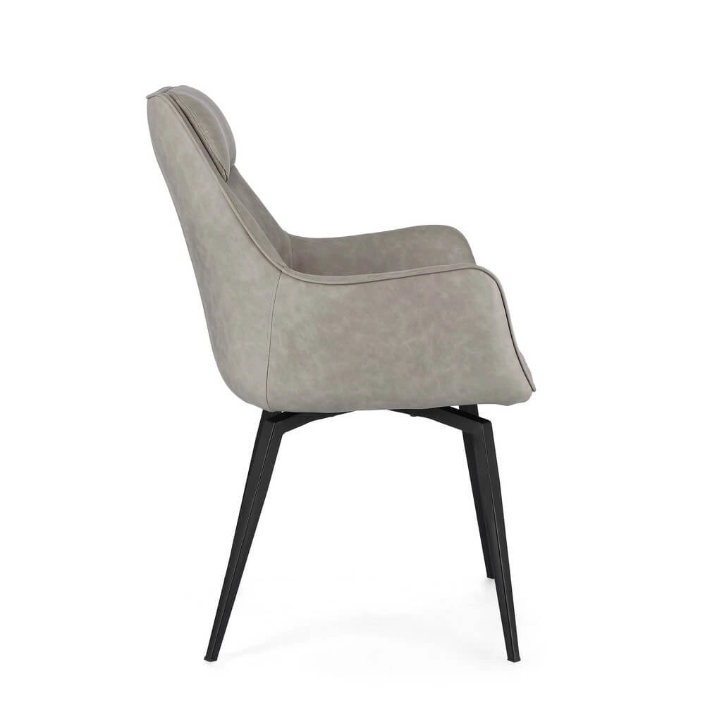 Set di 2 Poltrone Imbottite in Similpelle con Gambe in Acciaio - MILES