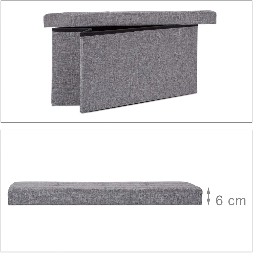 Panca sgabello pouf pieghevole contenitore poggiapiedi 76 cm lino grigio 13_0002337_3