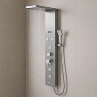 Colonna doccia york acciaio 4 funzioni display controllo temperatura 2 finiture *** finitura- cromo spazzolato, confe...
