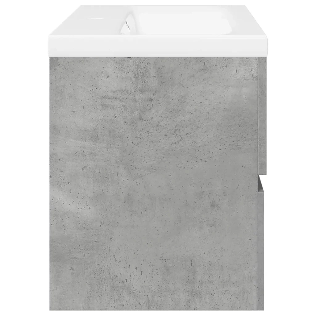 Set Mobili da Bagno | Armadio da bagno 2 pz Grigio Cemento in Legno Multistrato