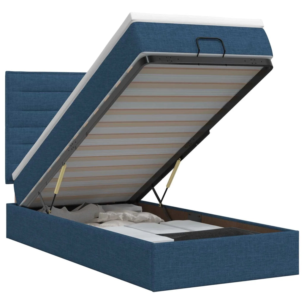 Letto ottomano con materasso Blu 90 x 190 cm Tessuto 3457375