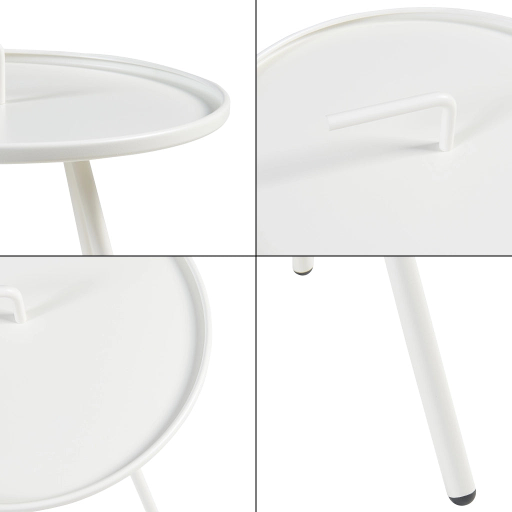 Tavolino da Giardino Fosen in Acciaio Piano con Maniglia Centrale - Bianco [en.casa]