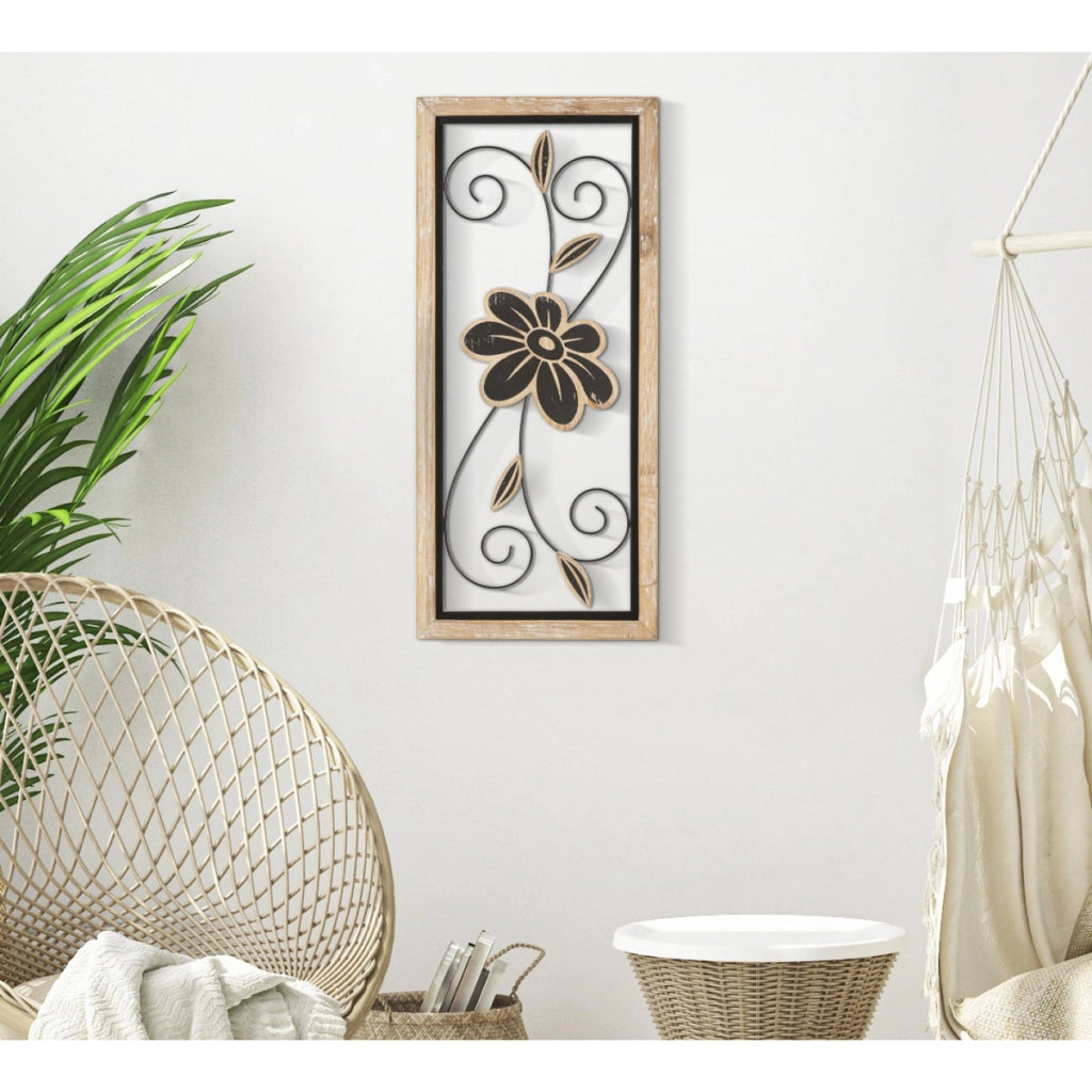 Decorazione in Metallo 3D Fiori 47, Marrone, Metallo, 26x2,5x60 cm