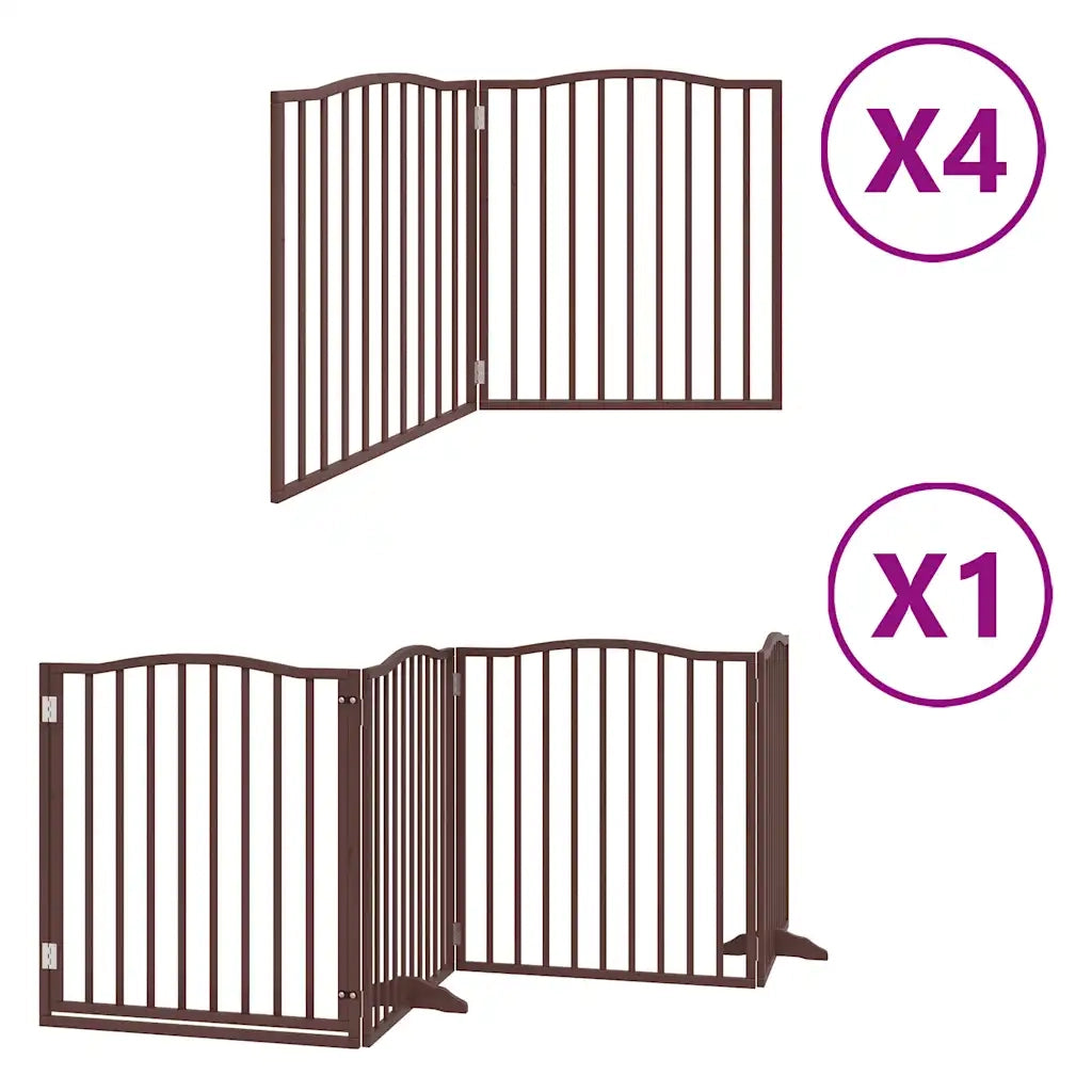 Cancello Cani Porta Pieghevole Marrone 12 Pannelli 960cm Pioppo CFW2955647