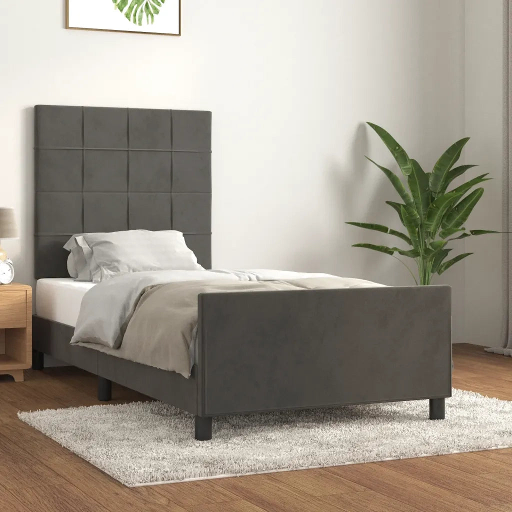 Giroletto senza Materasso Grigio Scuro 90x190 cm Velluto