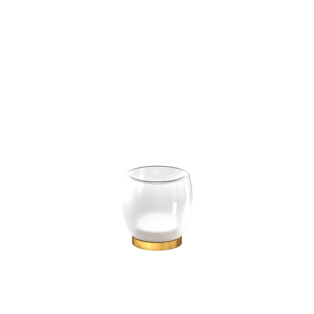 Abatjour Contemporaneo Drum Metallo Oro Vetro Bianco 1 Luce Led 6W Calda
