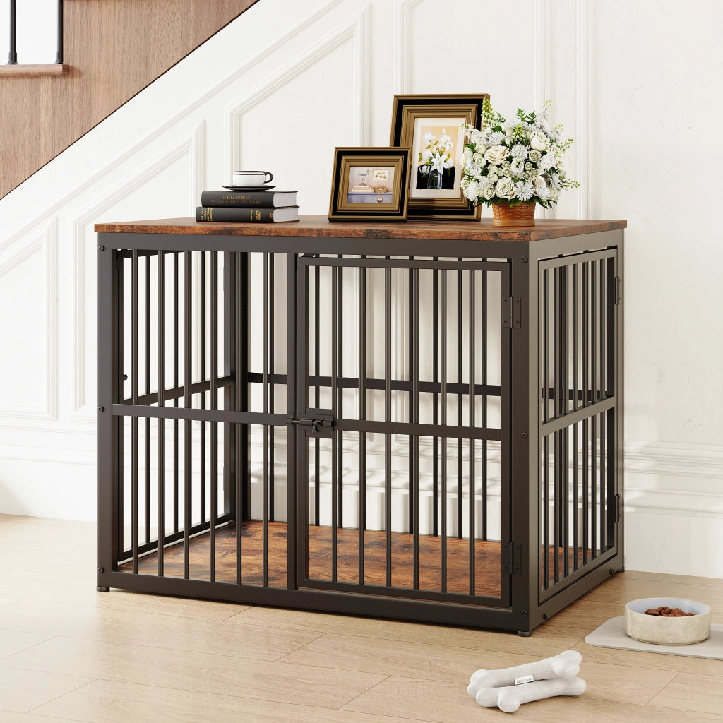 GABBIA CANE Arredo 84x56x66 cm 3 porte Nero/Marrone
