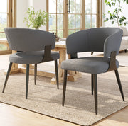 Sedia da pranzo 59x46.5x81.5 cm ergonomica in flanella e metallo grigio