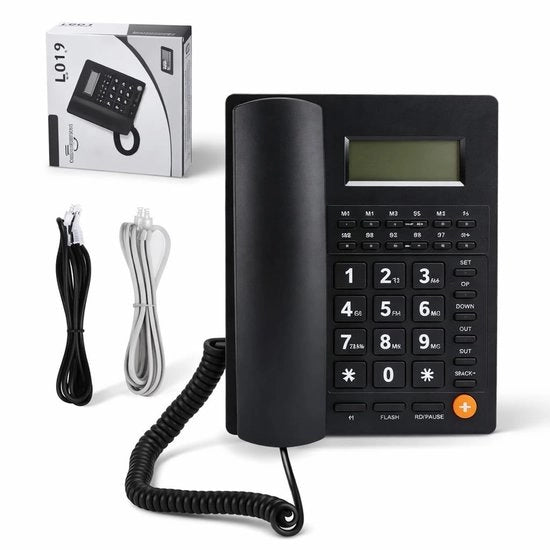 Telefono Fissa con Cavo - Grande Pulsante - Funzione di Regolazione Manuale - Qualità di Chiamata HD - Materiale ABS Duraturo - Regolazione del Volume