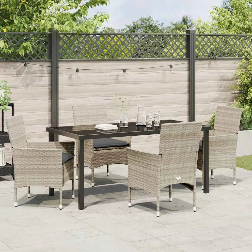 Set da Pranzo per Giardino 5 pcs Grigio chiaro polyrattan