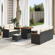 Set Divano da Giardino 10 pcs Nero e Crema polyrattan