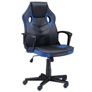 SEDIA DA GAMING POLTRONA DA UFFICIO GIREVOLE CON RUOTE IN SIMILPELLE NERA BLU