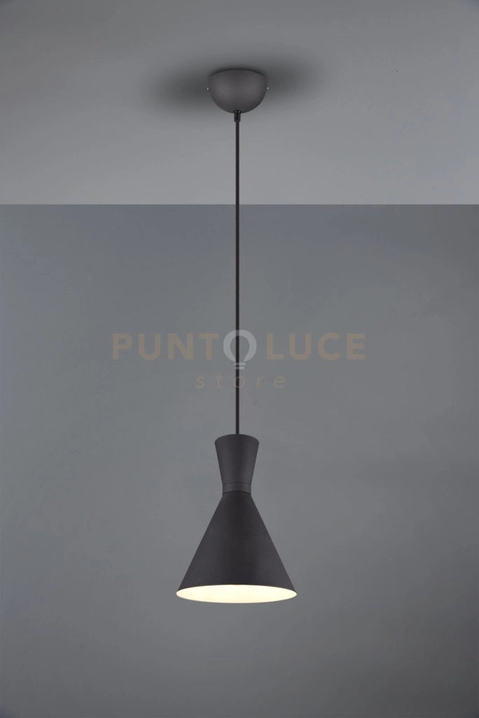 ENZO SOSPENSIONE 1 LUCE ATTACCO E27 DOPPIO CONO METALLO ANTRACITE D. 20CM