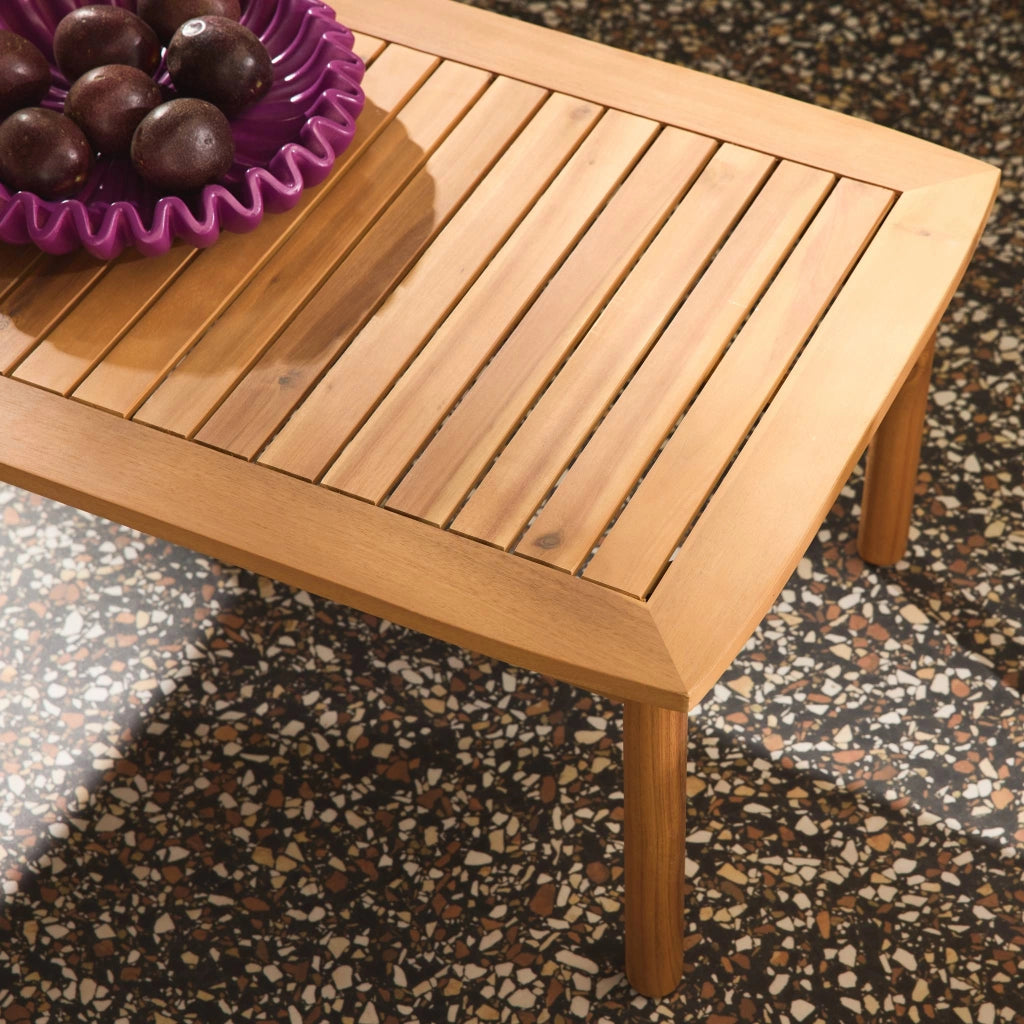 Salotto da giardino in legno di acacia e tessuto beige, 4 posti, beige