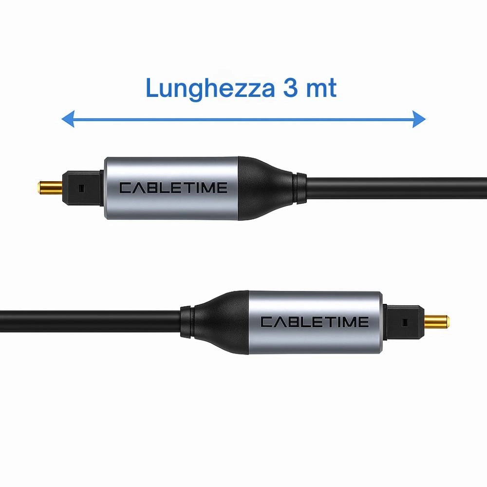 Cavo ottico digitale audio mach power 3 metri placcato oro