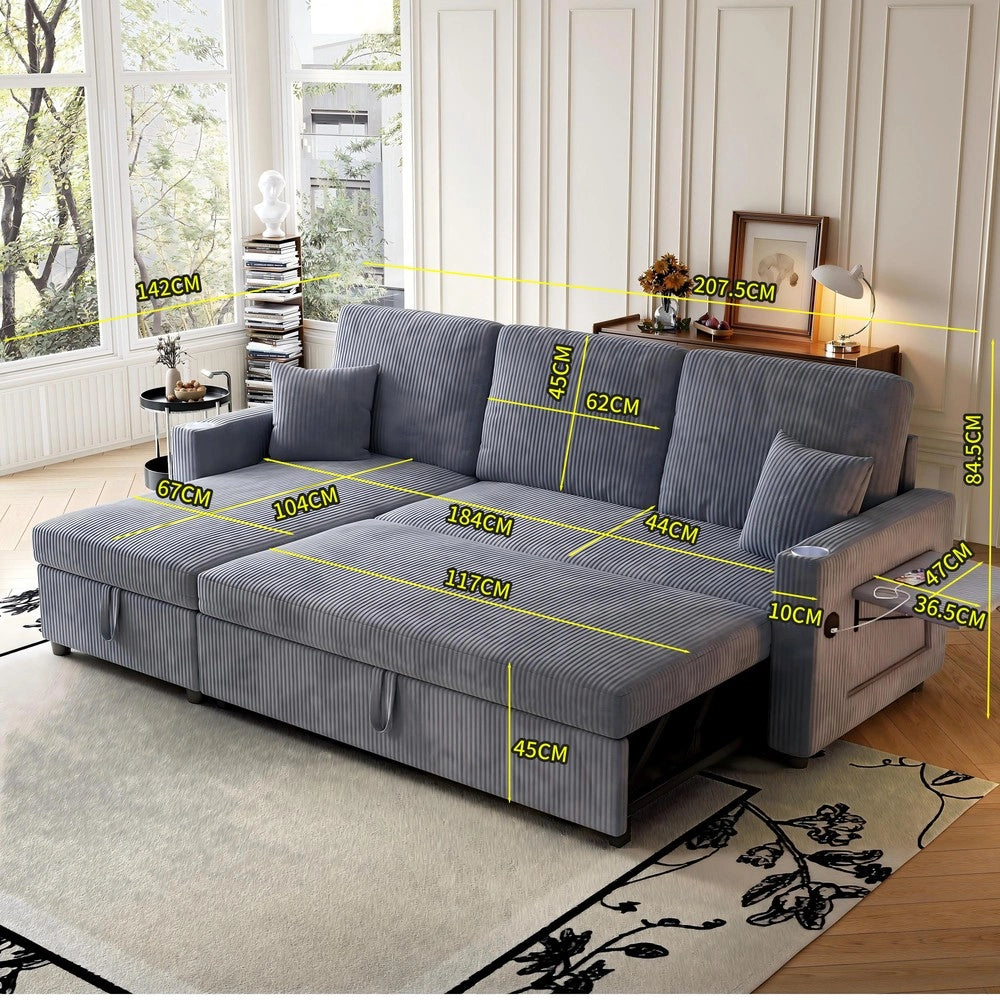 Divano Angolare con Dormeuse e Contenitore ¨C Xylo ¨C Modulare, Tessuto