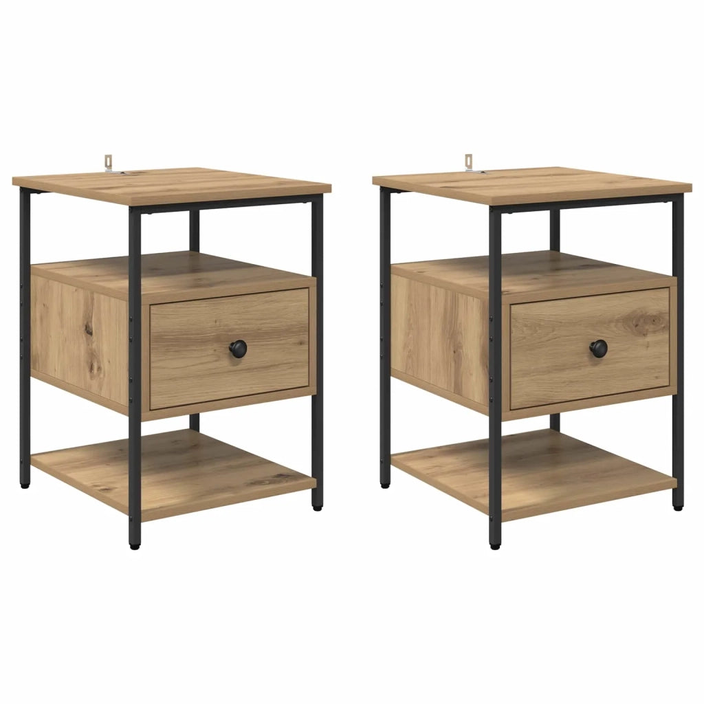 Armadio da Notte 2 pcs Rovere artigianale 40 x 42 x 56 cm