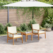 Set da giardino 3 pezzi  con cuscini in legno massello di acacia
