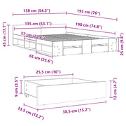 Giroletto Cassetti Grigio Cemento 135x190 cm Legno Multistrato