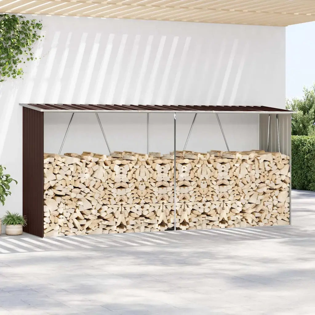 Capannone da Giardino in Acciaio Zincato 330x84x152cm Marrone 47084