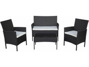 Set di mobili da giardino in resina intrecciata "Toronto" - 4 posti - Nero