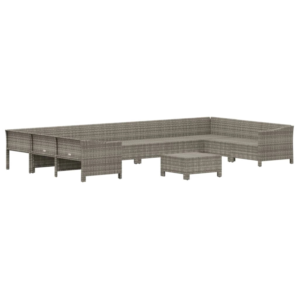 Set di mobili da giardino mobili da esterno 11 pezzi con cuscini resina intrecciata grigia 02_0015363