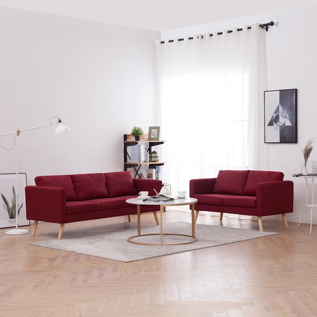Set Divani 2 pz in Tessuto Rosso Vino cod mxl 12209