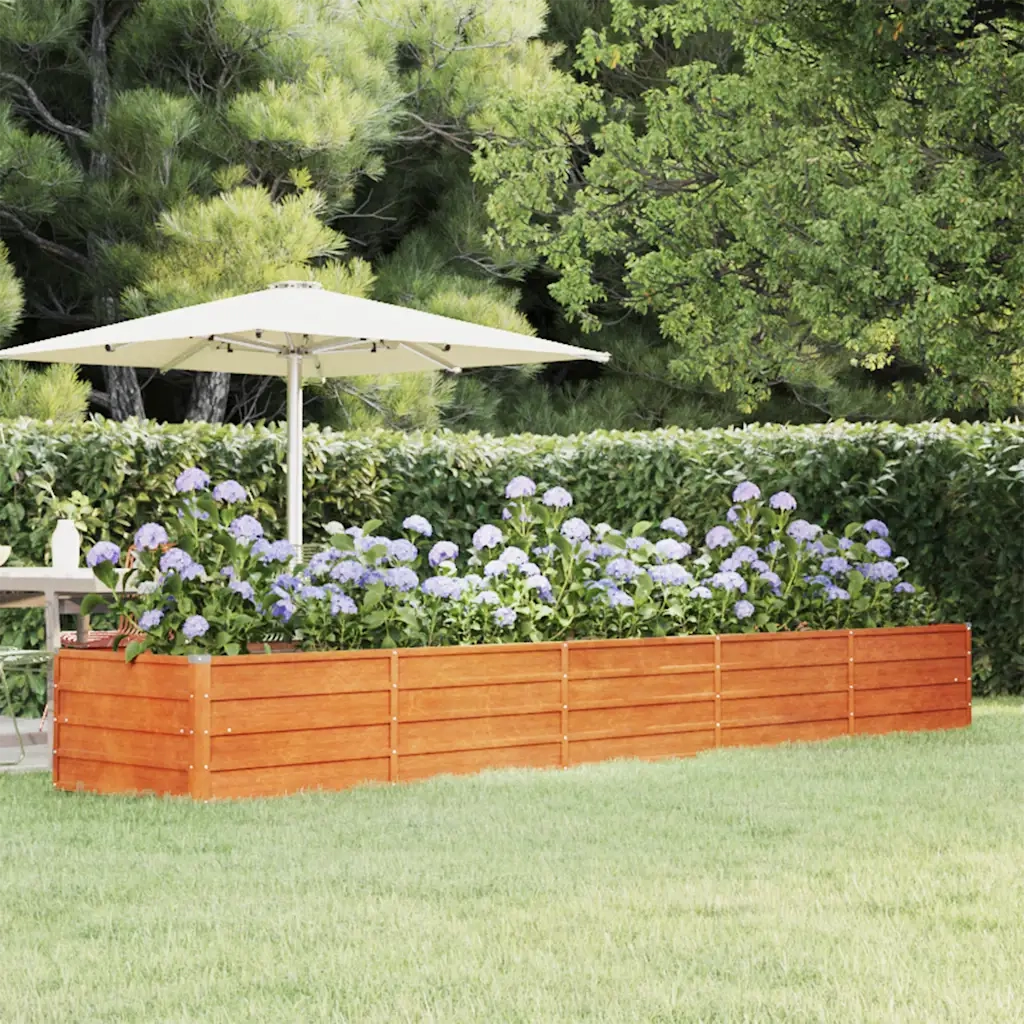 Fioriere | Cassetta per fiori | Letto Rialzato da Giardino Ruggine 400x80x45 cm Acciaio Corten