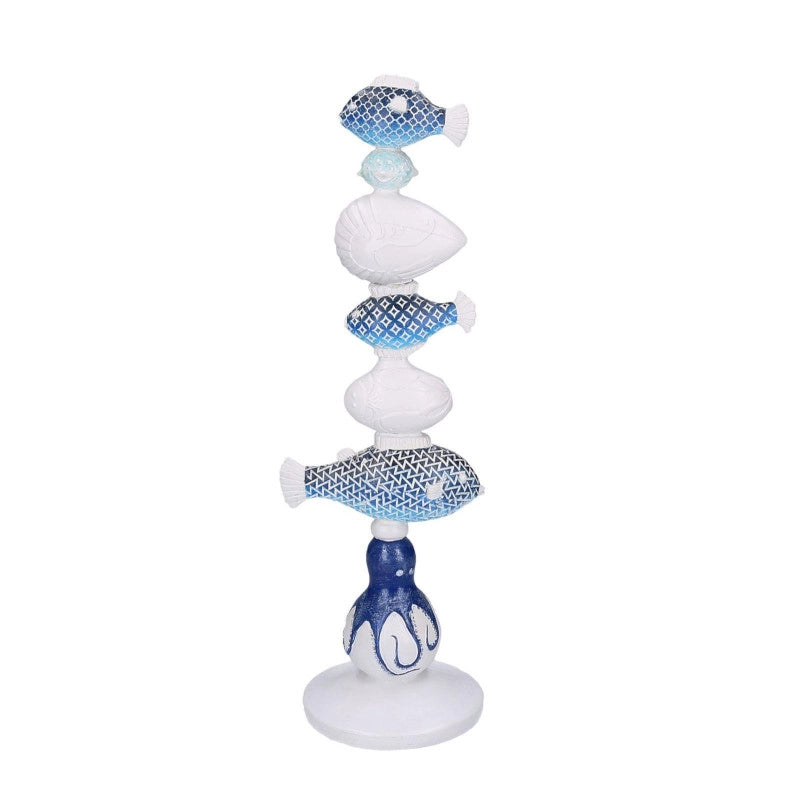 Decorazione mare resina bianco azzurro blu cm 14x13,5h45,5